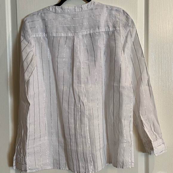 Linen Blouse, white with silver stripes - Picture 2 of 3